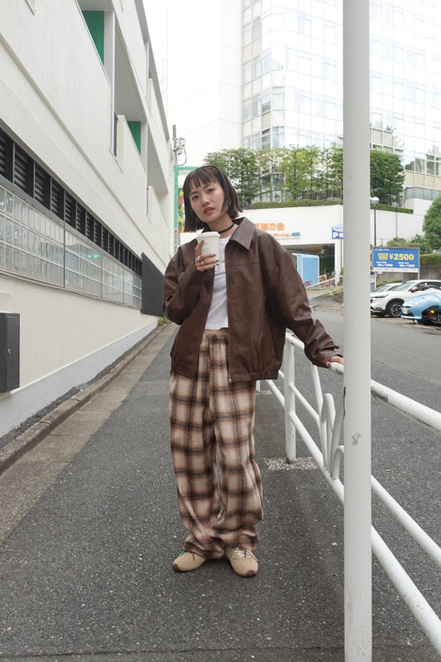 起毛チェックラフパンツ